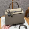 Hermes Kelly 25 Bag Handmade In Epsom Calfskin Leather Silver Hardware 18 Etoupe