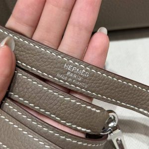 Hermes Kelly 25 Bag Handmade In Togo Calfskin Leather Silver Hardware 18 Etoupe - Image 4