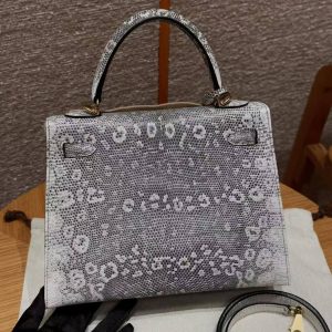 Hermes Kelly 25 Bag Handmade In Lizard Leather From South Africa Gold Hardware 1B Ombre - Image 2