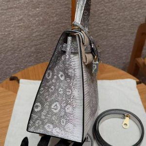 Hermes Kelly 25 Bag Handmade In Lizard Leather From South Africa Gold Hardware 1B Ombre - Image 26