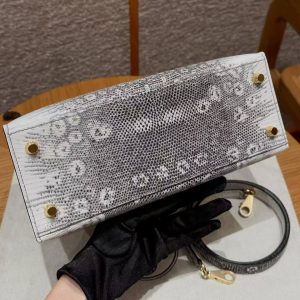 Hermes Kelly 25 Bag Handmade In Lizard Leather From South Africa Gold Hardware 1B Ombre - Image 24