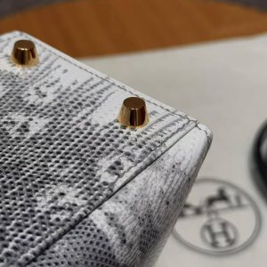 Hermes Kelly 25 Bag Handmade In Lizard Leather From South Africa Gold Hardware 1B Ombre - Image 20
