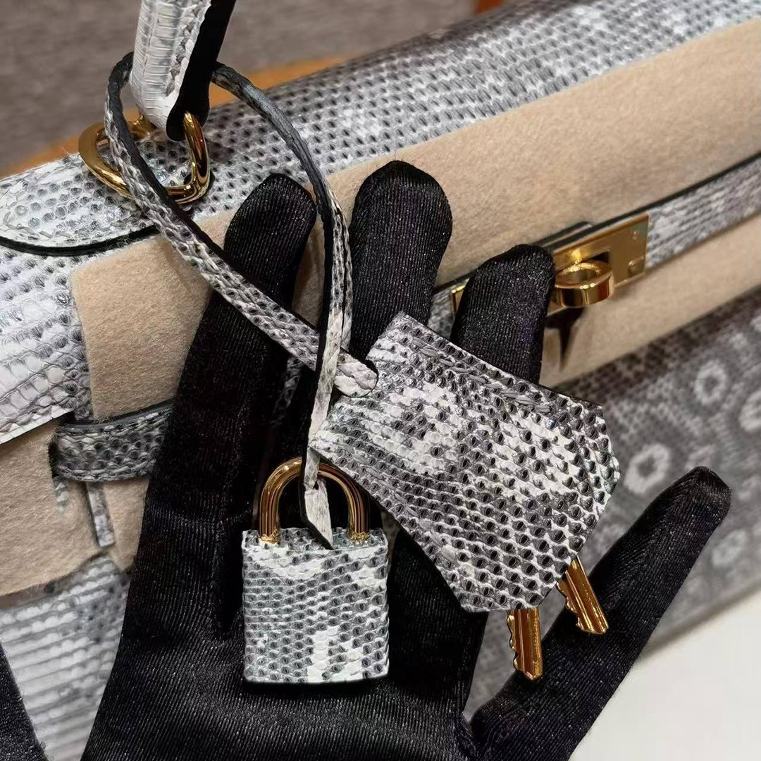 Hermes Kelly 25 Bag Handmade In Lizard Leather From South Africa Gold Hardware 1B Ombre - Image 19
