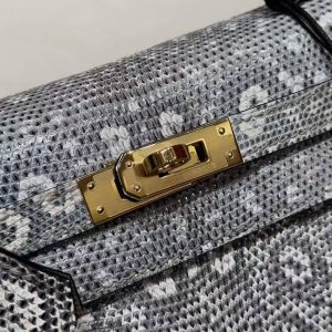 Hermes Kelly 25 Bag Handmade In Lizard Leather From South Africa Gold Hardware 1B Ombre - Image 8