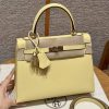 Hermes Kelly 25 Bag Handmade In Epsom Calfskin Leather Gold Hardware 1Z Jaune Poussin