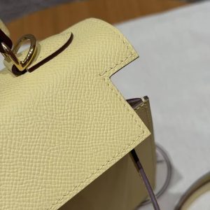 Hermes Kelly 25 Bag Handmade In Epsom Calfskin Leather Gold Hardware 1Z Jaune Poussin - Image 10