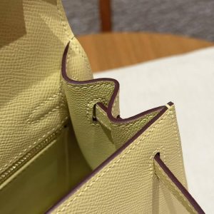 Hermes Kelly 25 Bag Handmade In Epsom Calfskin Leather Gold Hardware 1Z Jaune Poussin - Image 9