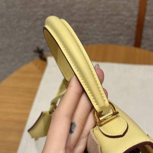 Hermes Kelly 25 Bag Handmade In Epsom Calfskin Leather Gold Hardware 1Z Jaune Poussin - Image 7