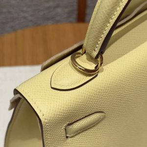 Hermes Kelly 25 Bag Handmade In Epsom Calfskin Leather Gold Hardware 1Z Jaune Poussin - Image 6