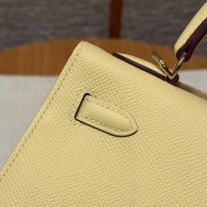 Hermes Kelly 25 Bag Handmade In Epsom Calfskin Leather Gold Hardware 1Z Jaune Poussin - Image 5