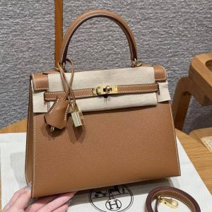 Hermes Kelly 25 Bag Handmade In Epsom Calfskin Leather Gold Hardware 37 Gold