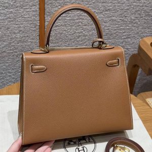 Hermes Kelly 25 Bag Handmade In Epsom Calfskin Leather Gold Hardware 37 Gold - Image 2