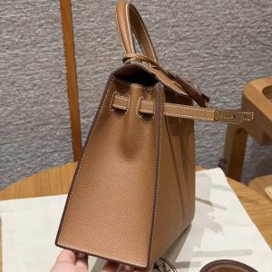 Hermes Kelly 25 Bag Handmade In Epsom Calfskin Leather Gold Hardware 37 Gold - Image 13
