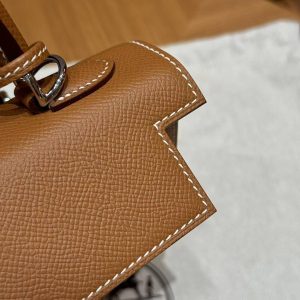 Hermes Kelly 25 Bag Handmade In Epsom Calfskin Leather Silver Hardware 37 Gold - Image 17