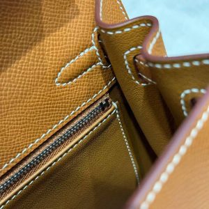 Hermes Kelly 25 Bag Handmade In Epsom Calfskin Leather Silver Hardware 37 Gold - Image 16