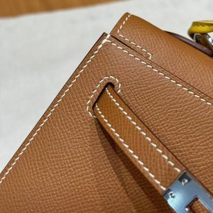 Hermes Kelly 25 Bag Handmade In Epsom Calfskin Leather Silver Hardware 37 Gold - Image 8