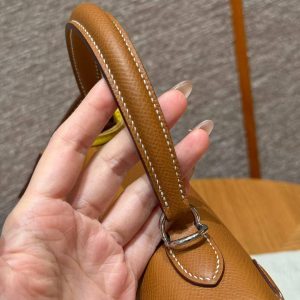 Hermes Kelly 25 Bag Handmade In Epsom Calfskin Leather Silver Hardware 37 Gold - Image 7