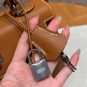 Hermes Kelly 25 Bag Handmade In Epsom Calfskin Leather Silver Hardware 37 Gold - Image 4