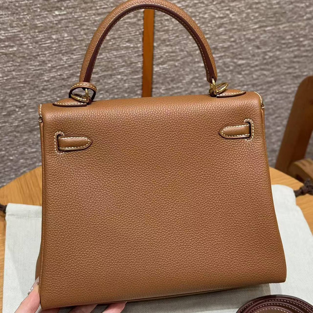 Hermes Kelly 25 Bag Handmade In Togo Calfskin Leather Gold Hardware 37 Gold - Image 2