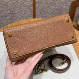 Hermes Kelly 25 Bag Handmade In Togo Calfskin Leather Gold Hardware 37 Gold - Image 16