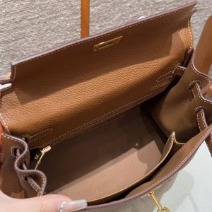 Hermes Kelly 25 Bag Handmade In Togo Calfskin Leather Gold Hardware 37 Gold - Image 15