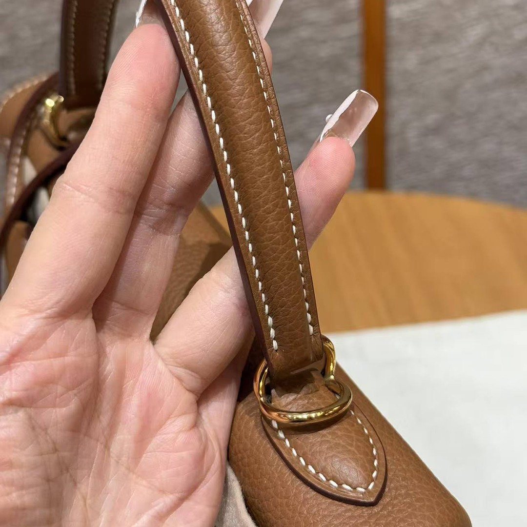 Hermes Kelly 25 Bag Handmade In Togo Calfskin Leather Gold Hardware 37 Gold - Image 9