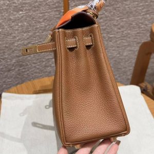 Hermes Kelly 25 Bag Handmade In Togo Calfskin Leather Gold Hardware 37 Gold - Image 6