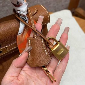 Hermes Kelly 25 Bag Handmade In Togo Calfskin Leather Gold Hardware 37 Gold - Image 4