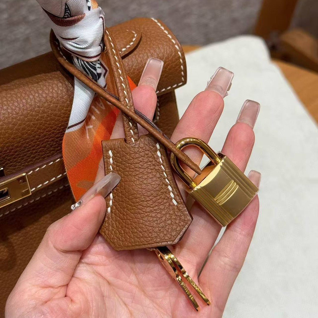 Hermes Kelly 25 Bag Handmade In Togo Calfskin Leather Gold Hardware 37 Gold - Image 4