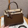 Hermes Kelly 25 Bag Handmade In Box Calfskin Leather FSilver Hardware 3G Alezan