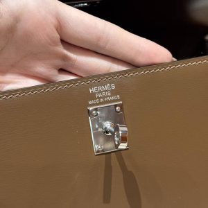 Hermes Kelly 25 Bag Handmade In Box Calfskin Leather FSilver Hardware 3G Alezan - Image 15