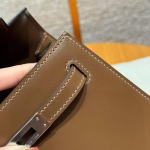 Hermes Kelly 25 Bag Handmade In Box Calfskin Leather FSilver Hardware 3G Alezan - Image 13