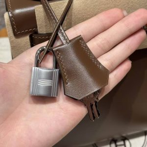 Hermes Kelly 25 Bag Handmade In Box Calfskin Leather FSilver Hardware 3G Alezan - Image 7