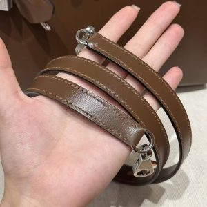 Hermes Kelly 25 Bag Handmade In Box Calfskin Leather FSilver Hardware 3G Alezan - Image 4