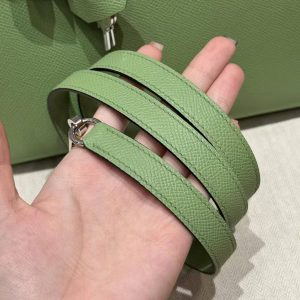 Hermes Kelly 25 Bag Handmade In Epsom Calfskin Leather Silver Hardware 3I Vert Criquent - Image 9