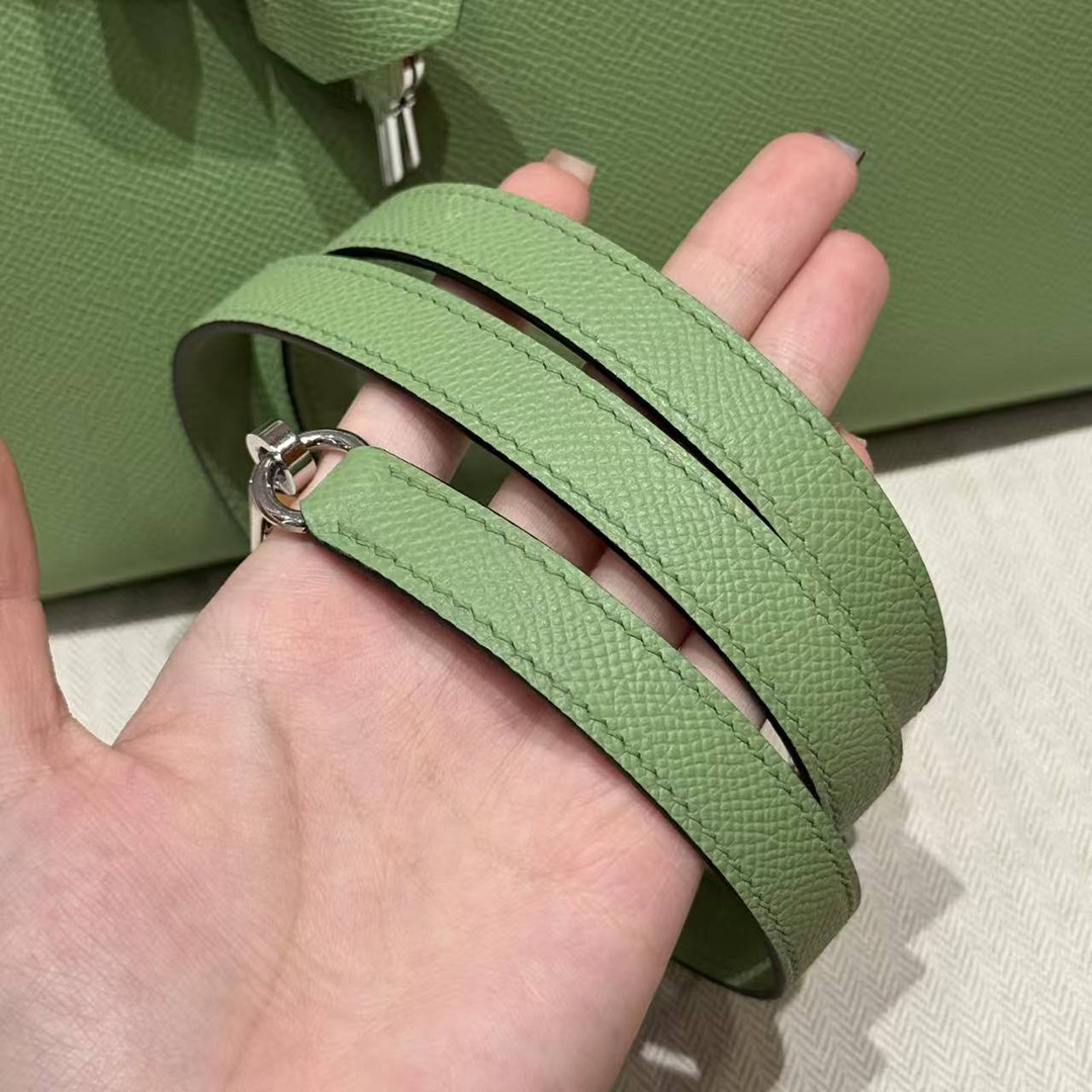 Hermes Kelly 25 Bag Handmade In Epsom Calfskin Leather Silver Hardware 3I Vert Criquent - Image 9
