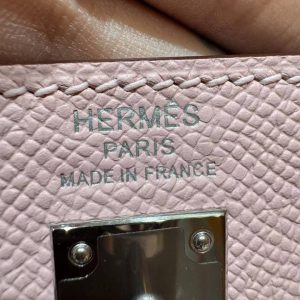 Hermes Kelly 25 Bag Handmade In Epsom Calfskin Leather From France Silver Hardware 3Q Rose Sakura - Image 19