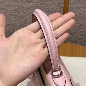 Hermes Kelly 25 Bag Handmade In Epsom Calfskin Leather From France Silver Hardware 3Q Rose Sakura - Image 18