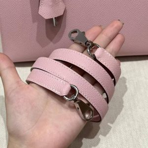Hermes Kelly 25 Bag Handmade In Epsom Calfskin Leather From France Silver Hardware 3Q Rose Sakura - Image 12