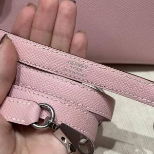 Hermes Kelly 25 Bag Handmade In Epsom Calfskin Leather From France Silver Hardware 3Q Rose Sakura - Image 11