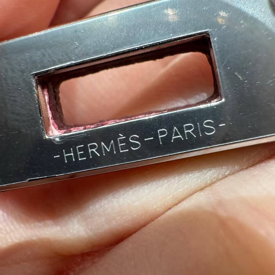 Hermes Kelly 25 Bag Handmade In Epsom Calfskin Leather From France Silver Hardware 3Q Rose Sakura - Image 10