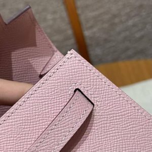 Hermes Kelly 25 Bag Handmade In Epsom Calfskin Leather From France Silver Hardware 3Q Rose Sakura - Image 4