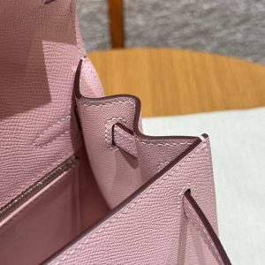 Hermes Kelly 25 Bag Handmade In Epsom Calfskin Leather From France Silver Hardware 3Q Rose Sakura - Image 3