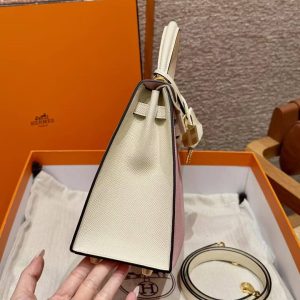 Hermes Kelly 25 Bag Handmade In Epsom Calfskin Leather Gold Hardware 3Q Rose Sakura i2 Nata - Image 18