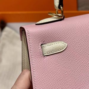 Hermes Kelly 25 Bag Handmade In Epsom Calfskin Leather Gold Hardware 3Q Rose Sakura i2 Nata - Image 14