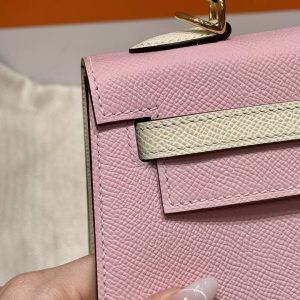 Hermes Kelly 25 Bag Handmade In Epsom Calfskin Leather Gold Hardware 3Q Rose Sakura i2 Nata - Image 13