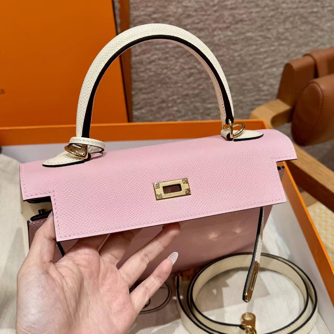 Hermes Kelly 25 Bag Handmade In Epsom Calfskin Leather Gold Hardware 3Q Rose Sakura i2 Nata - Image 10
