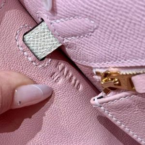 Hermes Kelly 25 Bag Handmade In Epsom Calfskin Leather Gold Hardware 3Q Rose Sakura i2 Nata - Image 6