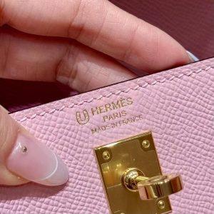 Hermes Kelly 25 Bag Handmade In Epsom Calfskin Leather Gold Hardware 3Q Rose Sakura i2 Nata - Image 5