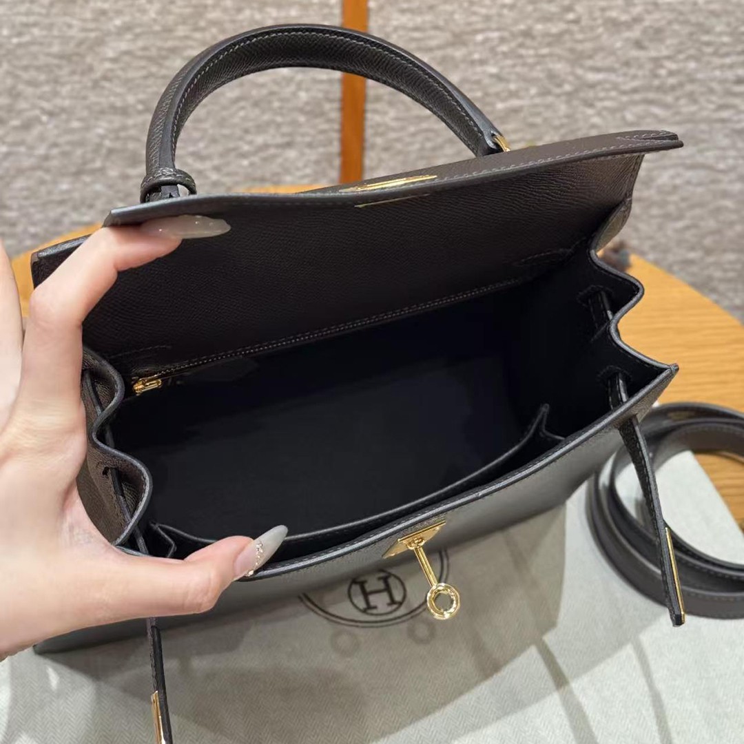 Hermes Kelly 25 Bag Handmade In Epsom Calfskin Leather Gold Hardware 46 Ebene - Image 14